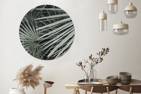 WallCircle® - Behangcirkel 120x120 cm - Muurstickers Bladeren - Groen - Palm - Muurcirkel woonkamer - Wandcirkel slaapkamer - Kamer decoratie zelfklevend - Muurdecoratie accessoires XXL