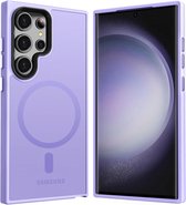 Hoesje Geschikt voor Samsung Galaxy S24 Ultra - Compatibel met MagSafe - Matte Beschermhoes - Back Cover met Magneet - Geschikt voor Draadloos Opladen met Magnetische Ring - Violet