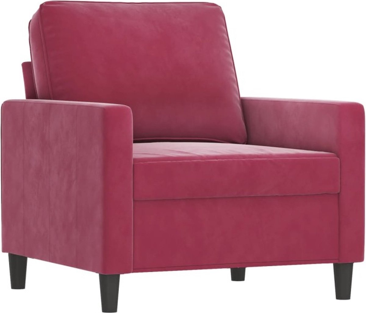 vidaXL Fauteuil - met - voetenbank - 60 - cm - fluweel - wijnrood