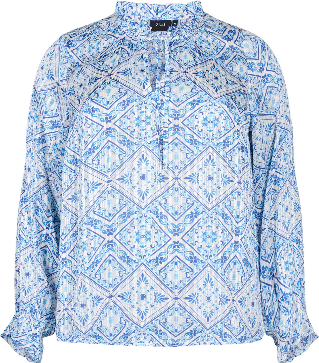 ZIZZI MLUCY L/S BLOUSE Dames Blouse - Beige - Maat M (46-48)