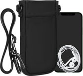 kwmobile Telefoontasje geschikt voor XXL - 7" - Universeel smartphone hoesje van canvas - Met telefoonkoord - In zwart