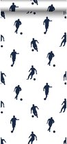 Walls4You behangpapier voetballers donkerblauw - 935289 - 53 cm x 10,05 m