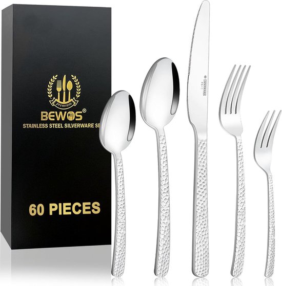 Set Couverts Set De Couverts Hunnycook 60 Pièces Doré - Pour 12 Personnes - Acier Inoxydable - Lave-vaisselle - Maison/Restaurant Ustensiles Cuisine