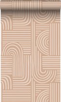 Origin Wallcoverings behang grafisch 3D motief terracotta roze - 347873 - 0.53 x 10.05 m