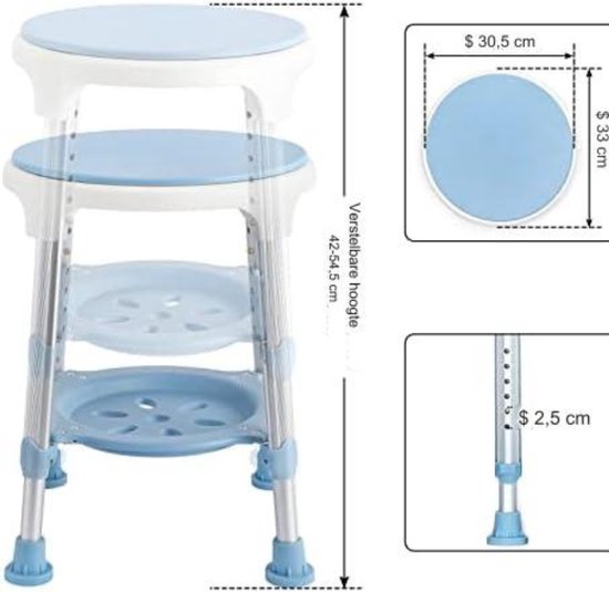 Badkruk Badkamer kruk Badkamerkruk ‎Wit en Blauw bol