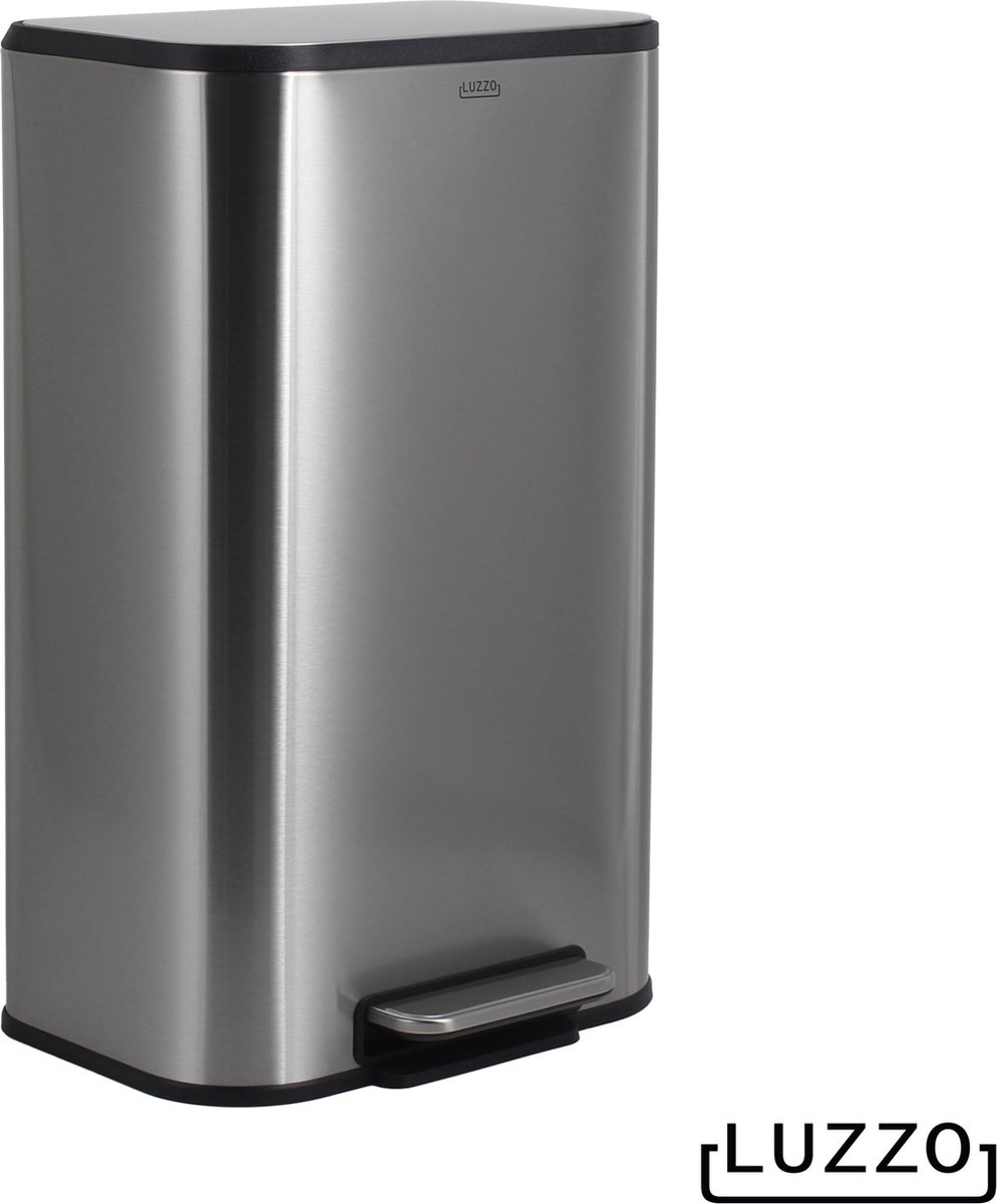 Luzzo® Nevada Pedaalemmer 30 Liter - Prullenbak Mat Rvs