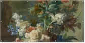 Schuttingposter Stilleven met bloemen - Schilderij van Jan van Huysum - 200x100 cm - Tuindoek