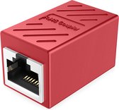 Ibley LAN netwerk internetkabel koppelstuk rood - RJ45 verlengstuk - UTP kabel koppelstuk - Ethernet female to female adapter - 10/100/1000/2500/10000 Mbps - CAT6A