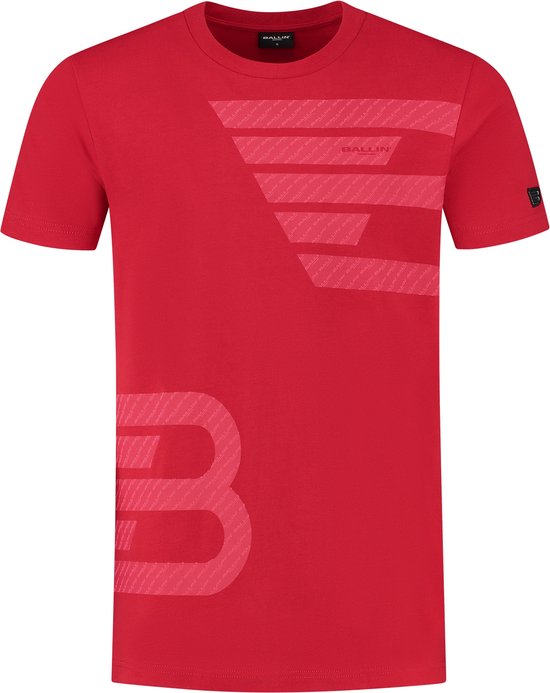 Ballin Amsterdam - Heren Regular fit T-shirts Crewneck SS - Red - Maat XS