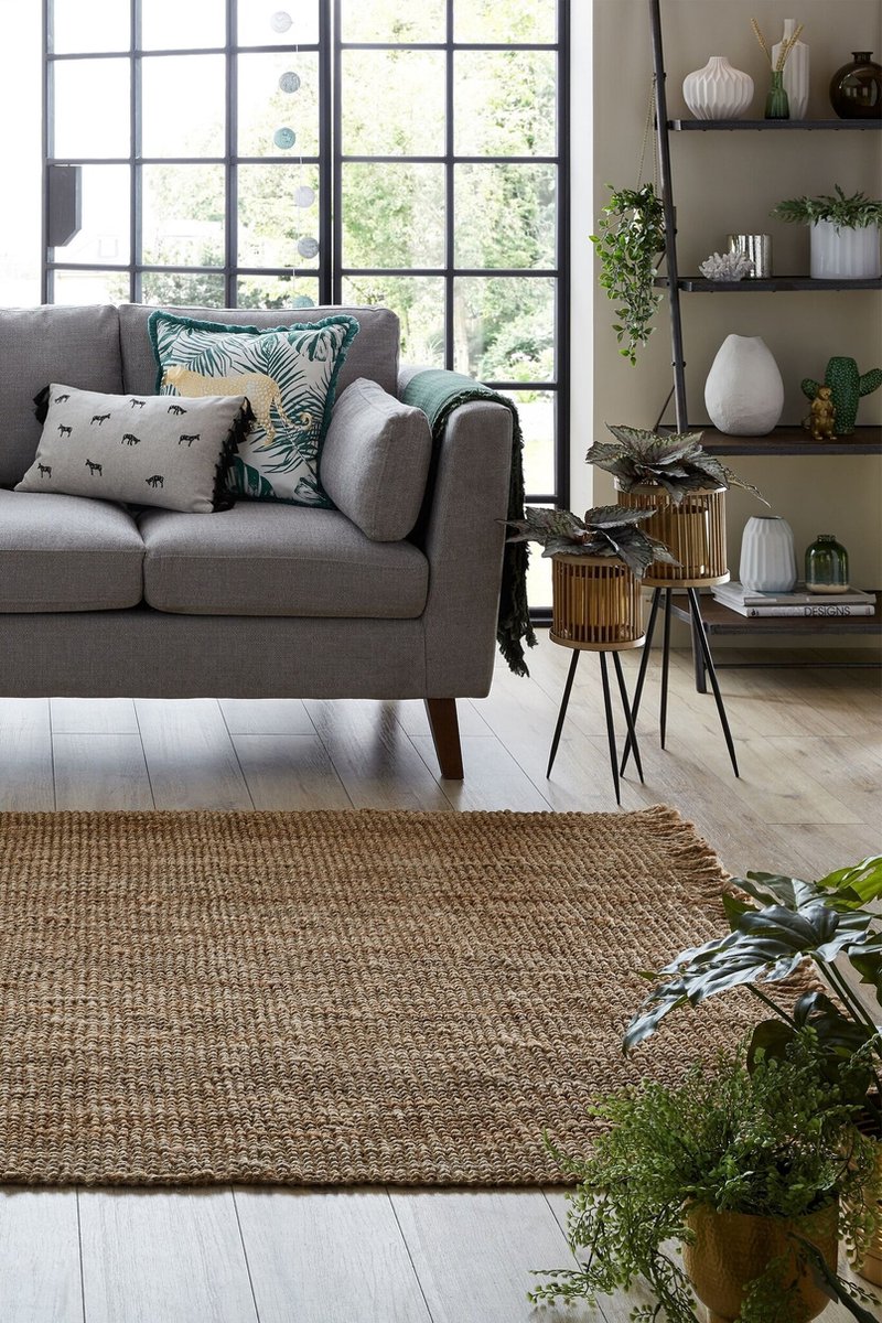 Flycarpets Jute Boucle Modern Laagpolig - 100% Jute - Vloerkleed - Naturel / Beige - 160x230 cm