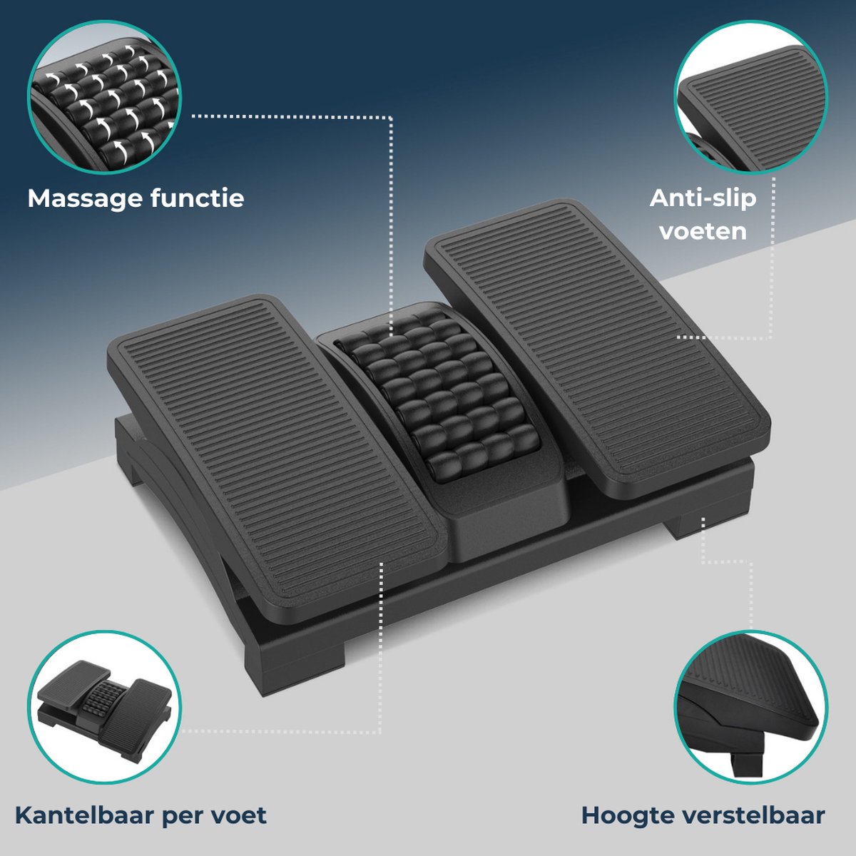 BUDDLEY Ergonomische Voetensteun Voor Kantoor Of Thuiskantoor Veel Verschillende Voetsteunen Variaties Voetsteun Bureau Zwart Verstelbaar Met Massagerollen 641876191