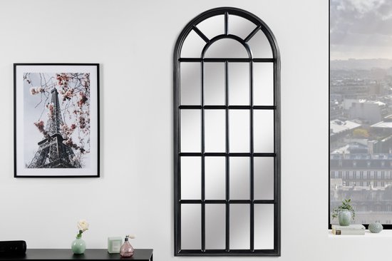 HOMCOM Wandspiegel Bogenform, 110 x 65 cm Holzrahmen, Bogenförmiger Spiegel für Wohnzimmer, Schlafzimmer, Eingangsbereich, Dunkelbraun
