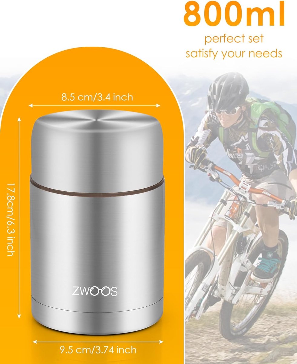 Dreamhigh® Thermocontainer voor eten, 800 ml, roestvrij