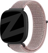Bandz nylon loop band - geschikt voor Fitbit Versa 3 / Fitbit Sense - Hoogwaardig nylon materiaal smartwatch bandje - Nylon horlogeband met klittenbandsluiting - roze nylon bandje