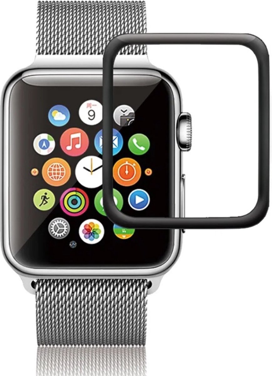 WAEYZ - Screenprotector geschikt voor Apple Watch 1/2/3 38 mm Full Cover Film Screen protector - Volledige Scherm Bescherming Beschermglas