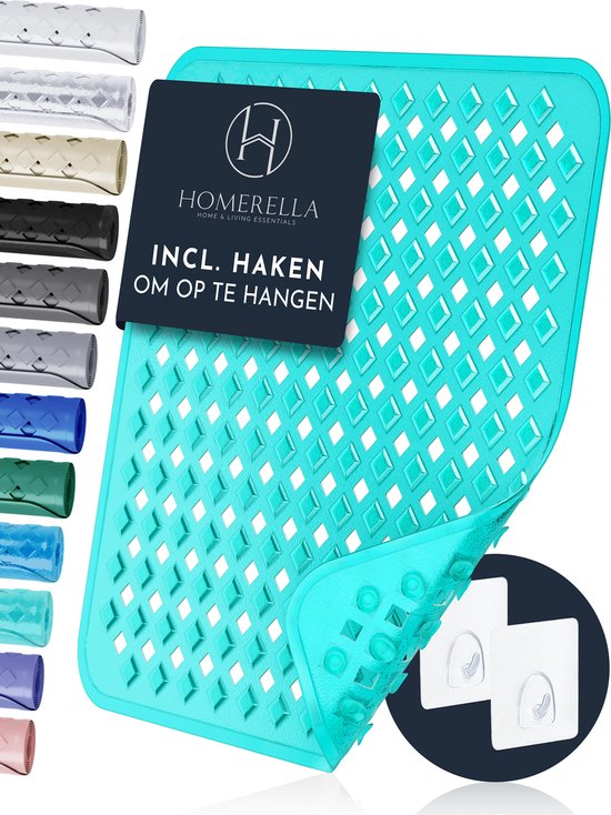 HOMERELLA Douchemat antisplip - 53x53 cm - Inclusief ophanging - BPA-vrij & latexvrij badmat - Badmatten schimmelbestendig & machine wasbaar