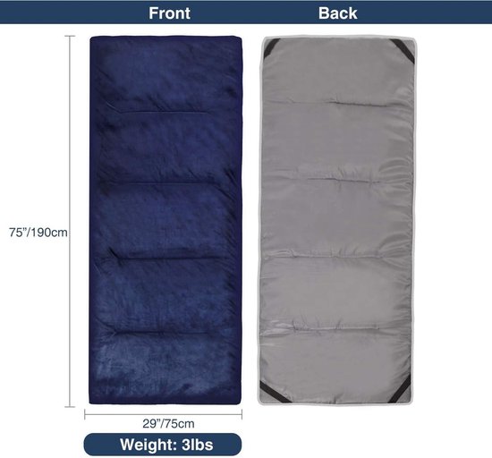 XL campingbed, veldbedonderlegger, 190 x 75 cm, martrat voor veldbed, inklapbaar, zacht en goed isolerende katoenen matras met hoogwaardige polyestervulling, marineblauw van evergreen34 — afbeelding 4