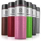 Thermobeker - isolatiebeker 380ml, thermobeker koffie to go, inox roestvrij staal + 2 extra siliconen afdichtingen, gekleurd karton (roze)