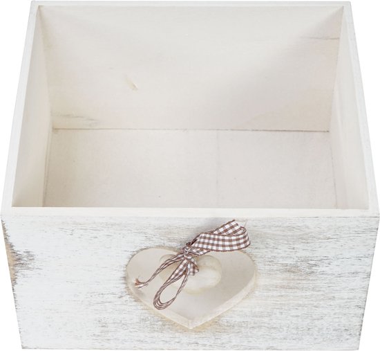 Cosmo Casa Commode Forli - 3 Tiroirs avec Coeurs - Look Shabby - Design Vintage - Wit - 55x29x25cm