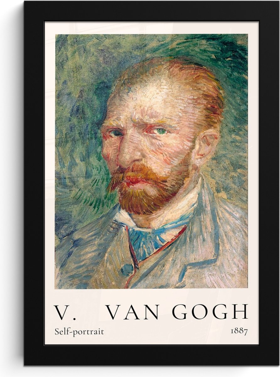FrameYourWall Poster in lijst - Fotolijst 20x30 cm - Posters - Vincent van Gogh - Self-portrait - Kunst - Oude meesters - Posterlijst zwart - Decoratie - Wanddecoratie woonkamer - Muurdecoratie slaapkamer