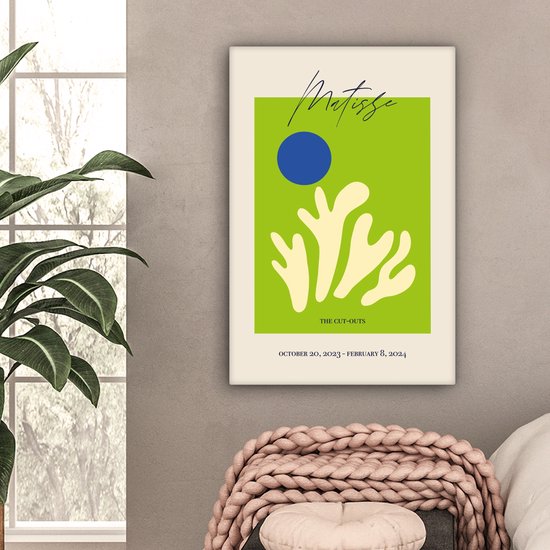 Canvas schilderij 40x60 cm - Wanddecoratie Matisse - Groen - Abstract - Kunst - Muurdecoratie woonkamer - Kamer decoratie modern - Abstracte schilderijen