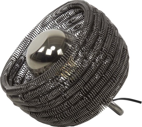 Tafellamp Coil in zwart nikkel | Ø 25 cm | 1 lichts | modern design | bureaulamp / woonkamer | metaal | industriële sfeerverlichting