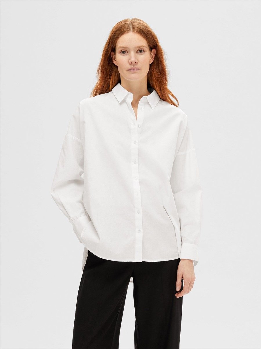 Selected Femme Dina-Sanni LS Shirt Bright White