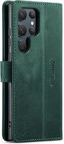 Samsung Galaxy S24 Ultra Bookcase hoesje - CaseMe - Effen Groen - Leer