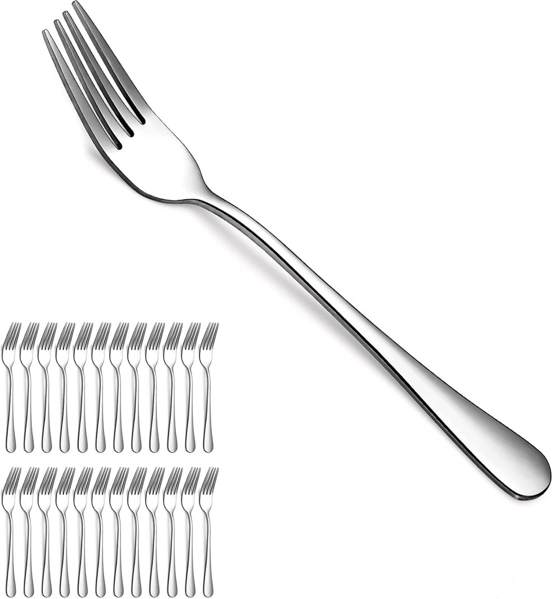 Goedkoopste Eetvorken, 12 stuks, roestvrij staal, 20,5 cm, taartvorken, tafelvorken, dessertvorken, gemakkelijk te reinigen, vaatwasmachinebestendig