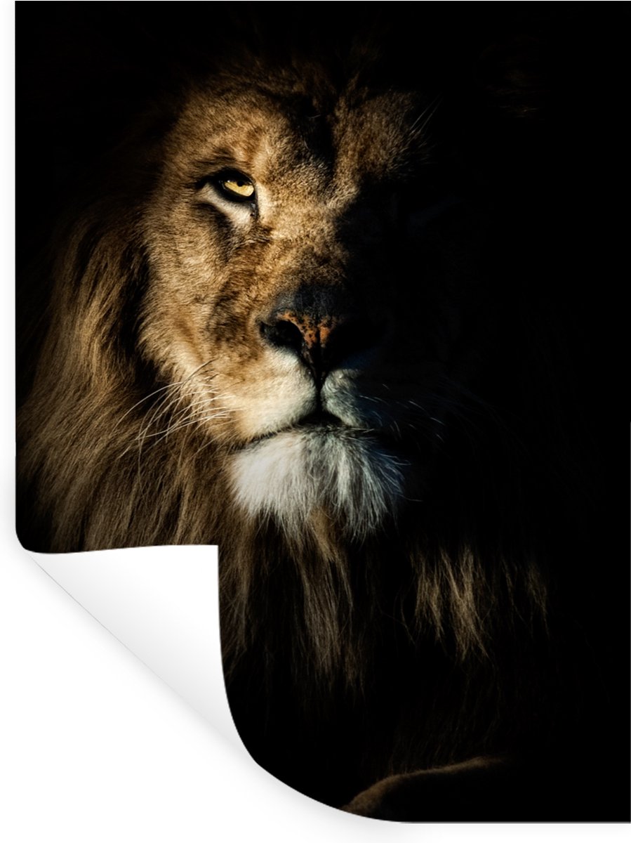 Muurstickers - Sticker Folie - Leeuw - Licht - Portret - 90x120 cm - Plakfolie - Muurstick