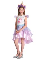 LUCIDA - Roze eenhoorn jurk outfit voor meisjes - XS 92/104 (3-4 jaar)