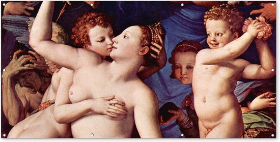 Schuttingposter Venus cupid folly and time - Leonardo da Vinci - 200x100 cm - Tuindoek