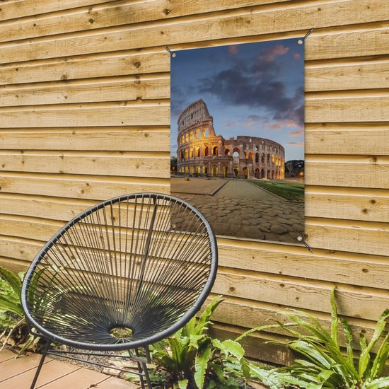Tableau de jardin Italie - Rome - Théâtre - 60x80 cm - Affiche de jardin - Toile de jardin - Affiche d'extérieur