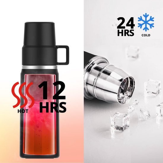 Roestvrijstalen Waterfles 500 ml - Otto Koning - Dubbelwandige Vacuüm Geïsoleerde Waterfles. Houdt koude dranken 24 uur en warme dranken 12 uur. Lekvrije Thermosfles BPA Vrij (Mintgroen, 500ML