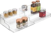 Étagère à épices pour armoire de cuisine et plan de travail, étagère à épices extractible en plastique pour ranger dans la cuisine, organisateur de cuisine pratique sur 3 niveaux, transparent