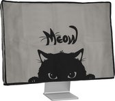 kwmobile hoes geschikt voor 31-32" Monitor - beschermhoes voor beeldscherm - Kat Meow design - grijs / zwart