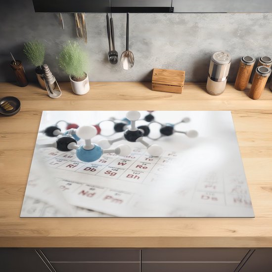 KitchenYeah® Inductie beschermer 81x52 cm - Moleculaire structuur en periodiek systeem - Kookplaataccessoires - Afdekplaat voor kookplaat - Inductiebeschermer - Inductiemat - Inductieplaat mat