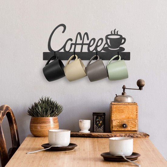 Koffiemokhouder, één wanddecoratief bord voor bar, koffiekophouder, voor mok met koffiebord, koffiekophouder