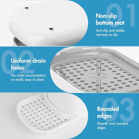 Distributeur de savon 4 en 1 pour la cuisine, distributeur de liquide vaisselle avec porte-éponge, distributeur de savon à pompe, distributeur de savon pour les mains avec porte-torchon, organisateur d'évier pour salle de bain, cuisine, blanc