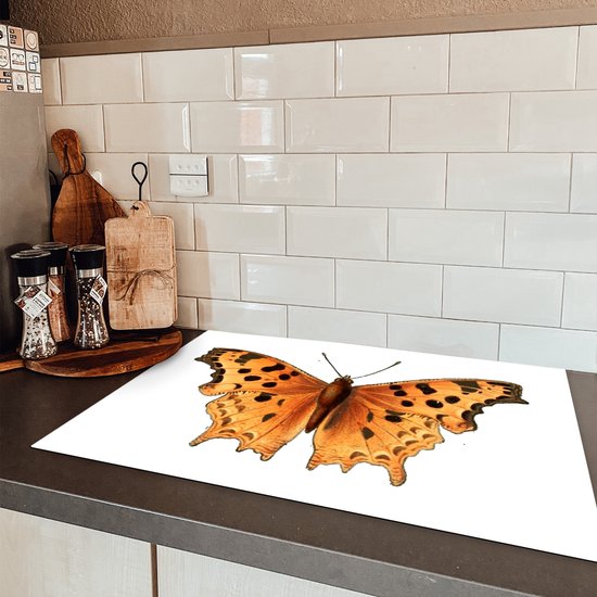 KitchenYeah® Inductie beschermer 78x52 cm - Aurelia - Vlinder - Oranje. - Kookplaataccessoires - Afdekplaat voor kookplaat - Inductiebeschermer - Inductiemat - Inductieplaat mat