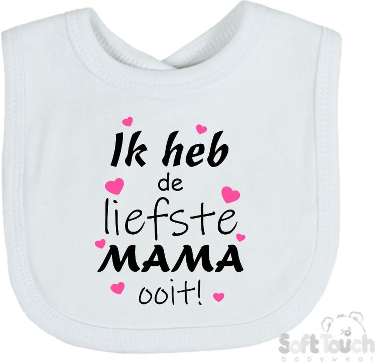Goedkoopste Soft Touch Slabber Slabbetje Slab Ik heb de liefste MAMA ooit! Moederdag Unisex Katoen Wit/zwart/roze Maat 33x22 Cm