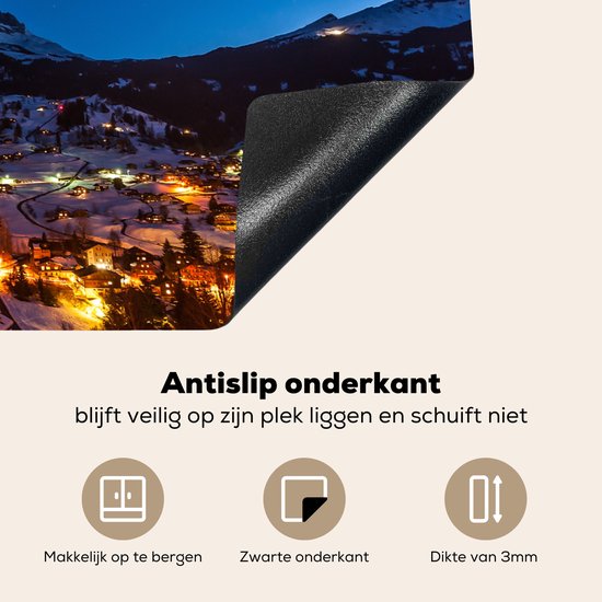 KitchenYeah® Inductie beschermer 76x51.5 cm - Nacht in Grindelwald - Kookplaataccessoires - Afdekplaat voor kookplaat - Inductiebeschermer - Inductiemat - Inductieplaat mat
