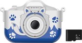 Caméra vidéo numérique - Appareil photo pour enfants - Double caméra - 40MP - Full HD - Avec carte mémoire de 32 Go - Blauw