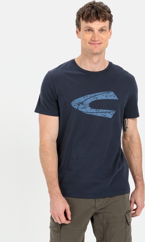 camel active T-shirt met print van duurzame organic cotton - Maat menswear-6XL - Donkerblauw