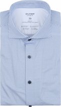 OLYMP - Level 5 Overhemd Stretch Extra Lange Mouw Print Blauw - Heren - Maat 40 - Slim-fit