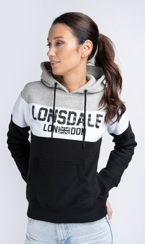 Lonsdale Damen Hoodie Penbryn Kapuzensweatshirt Black/White/Marl