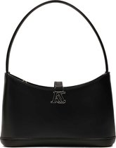 Black handbag with short shoulder strap