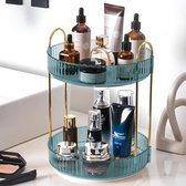 Make-up cosmetische organizer, 360° roterende opslag, make-up organizer voor dressoir, 3 lagen, blauw