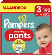 Pampers Bébé-Dry Pants - Taille 3 (6-11kg) - 192 Nappy Pants - Boîte Mensuelle