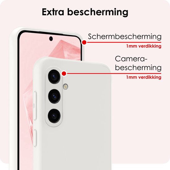 Hoesje - Met 2x Screenprotector - Geschikt voor Samsung Galaxy A35 - Sterk & Shockproof - Back Cover - Siliconen Case - Telefoon Hoes - Wit